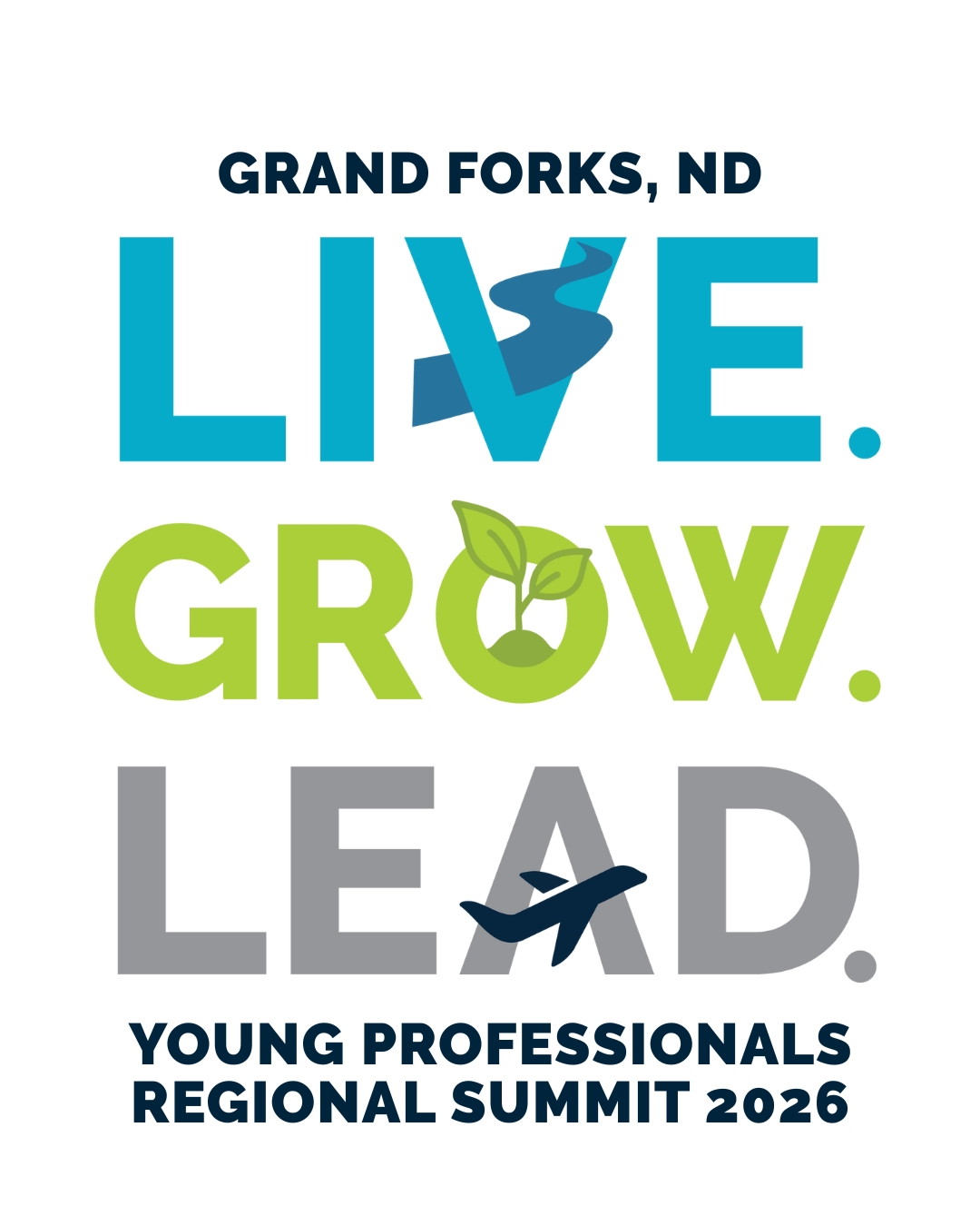 Stacked text: Live. Grow. Lead.